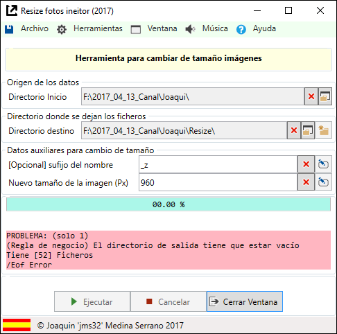 Imagen 06  Error que se muestra si la carpeta de destino NO esta vacia