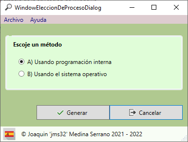 Imagen de selección del proceso de generación del fichero de texto