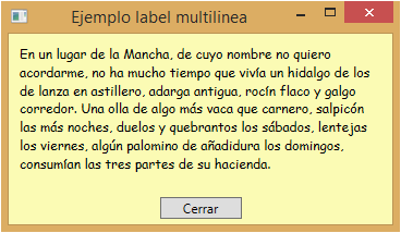 Imagen de ejemplo de un label multilinea